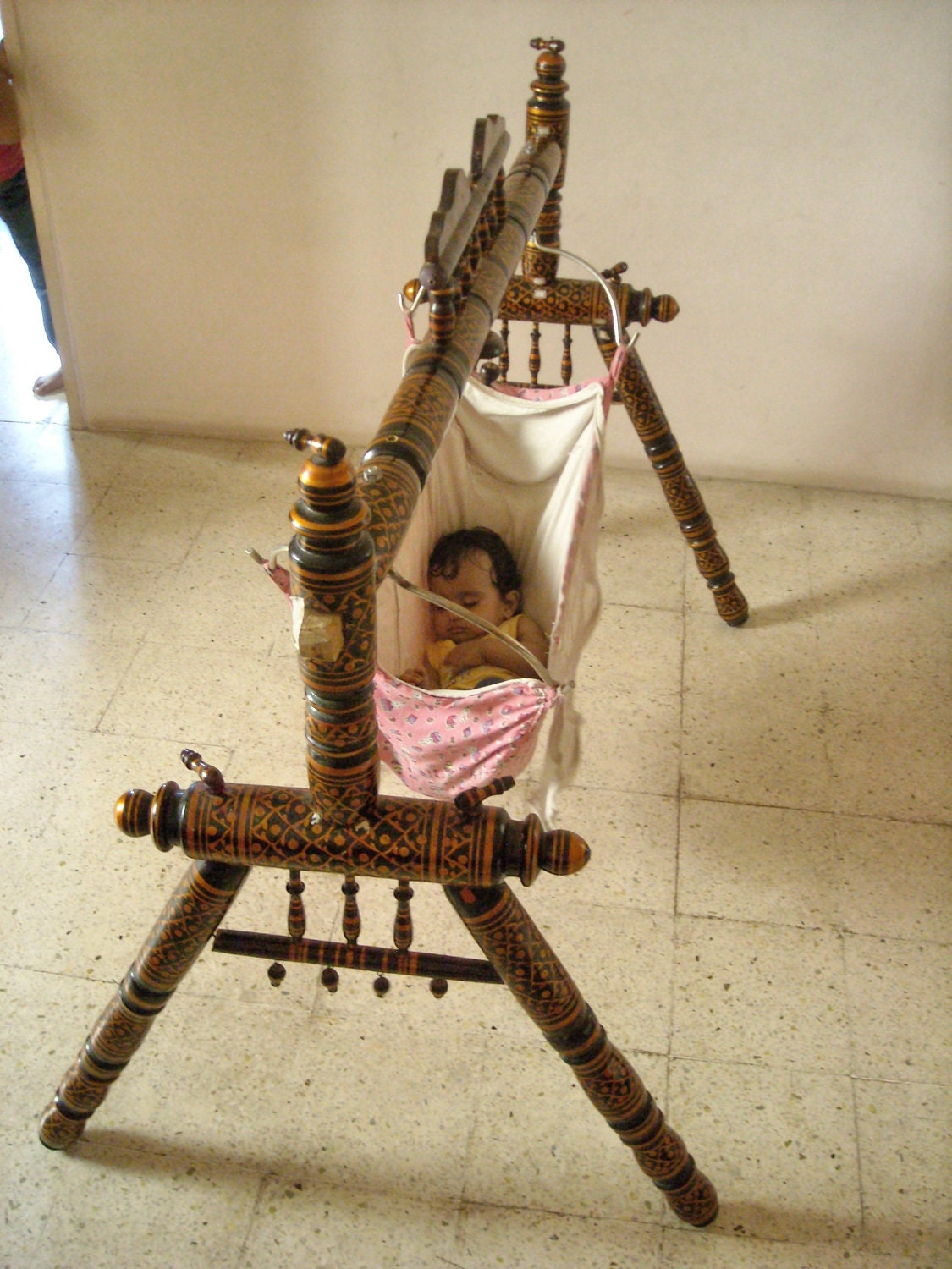 Indian style Teak Wood BABY SWING Indian by IndianGujaratMirror