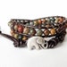 Earthy autumn / fall colors, elephant wrap bracelet, picasso jasper leather double wrap cuff bracelet, good luck bracelet