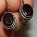 Reserved. Red garnet and silver earrings. Vintage. Ornate.