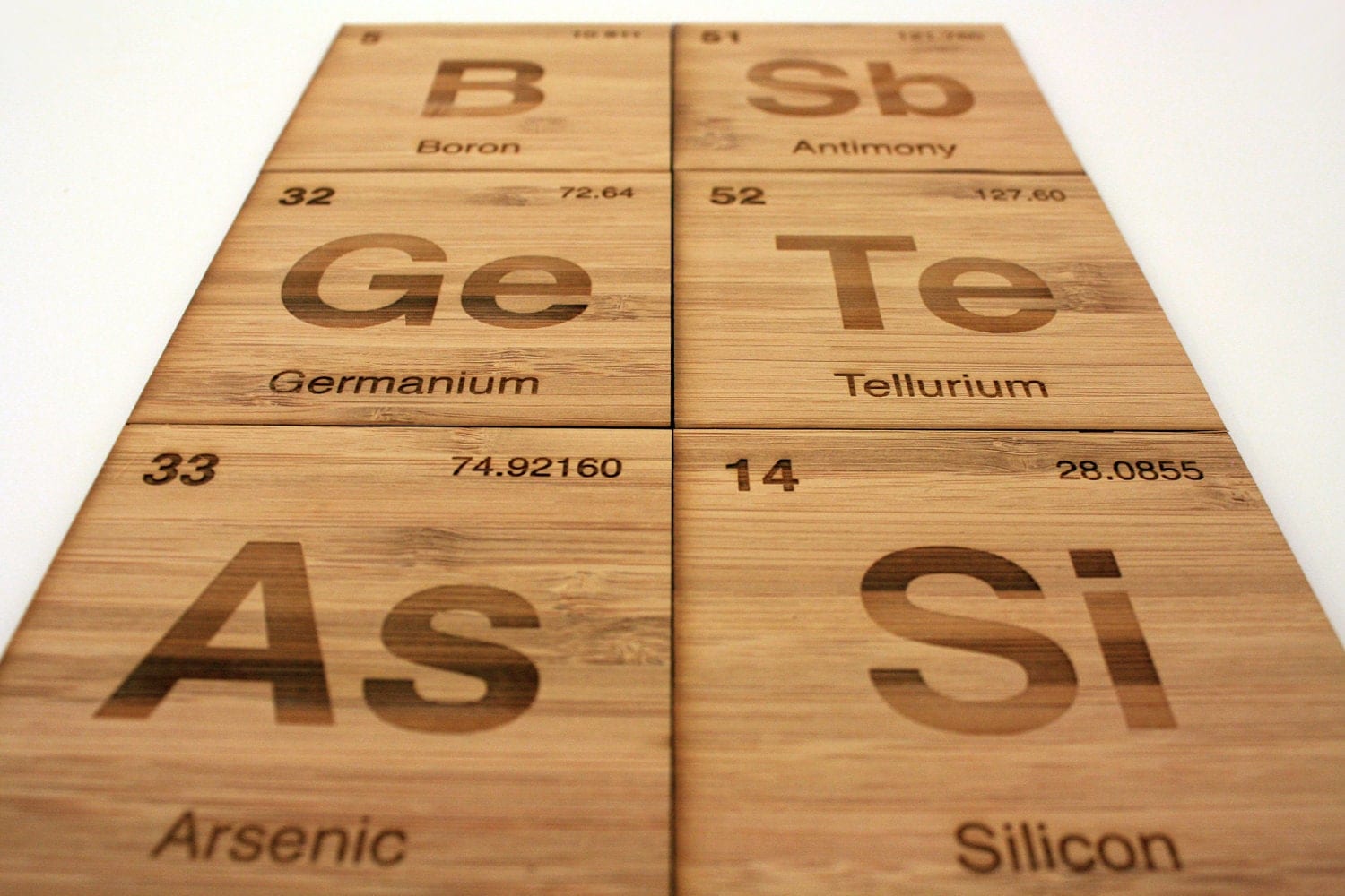 Periodic Table Metalloid Coasters Set of 6 in Bamboo