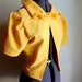 Yellow Handmade Jacket with Statement Collar made with Vintage Fabric