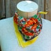 Ramblin' Rose: silk neckerchief or handkerchief, bold red roses with yellow border.