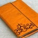 Womens leather wallet, distressed, pumpkin color with mod detail by Princess Gardner
