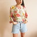 Reserved for Rebecca C. vintage 80s Benetton floral blouse / free shipping