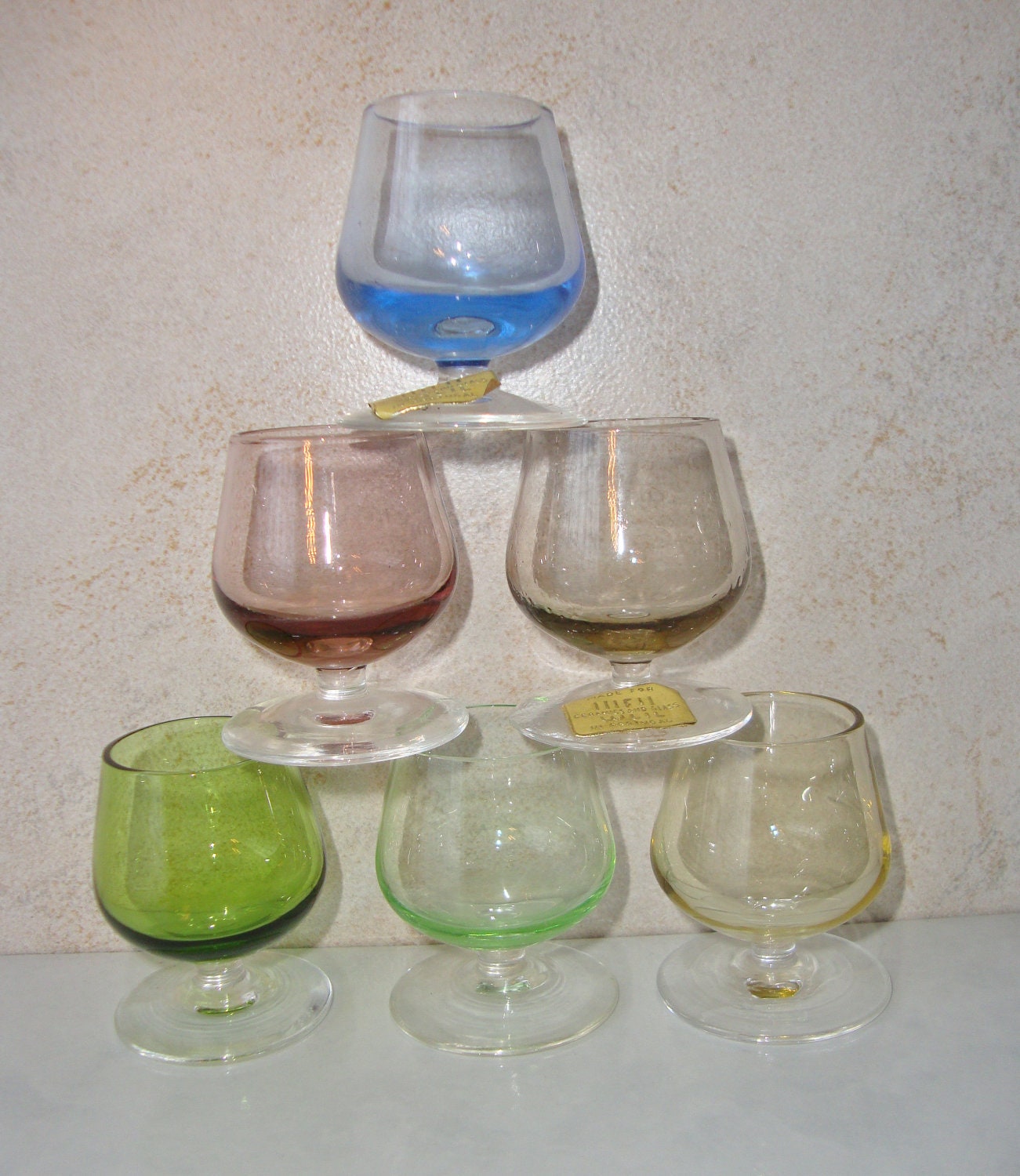 Vintage Footed Cordial Shot Glasses Small Set of 6