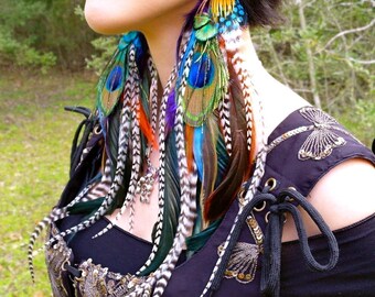 GYPSY QUEEN Long Feather Earrings