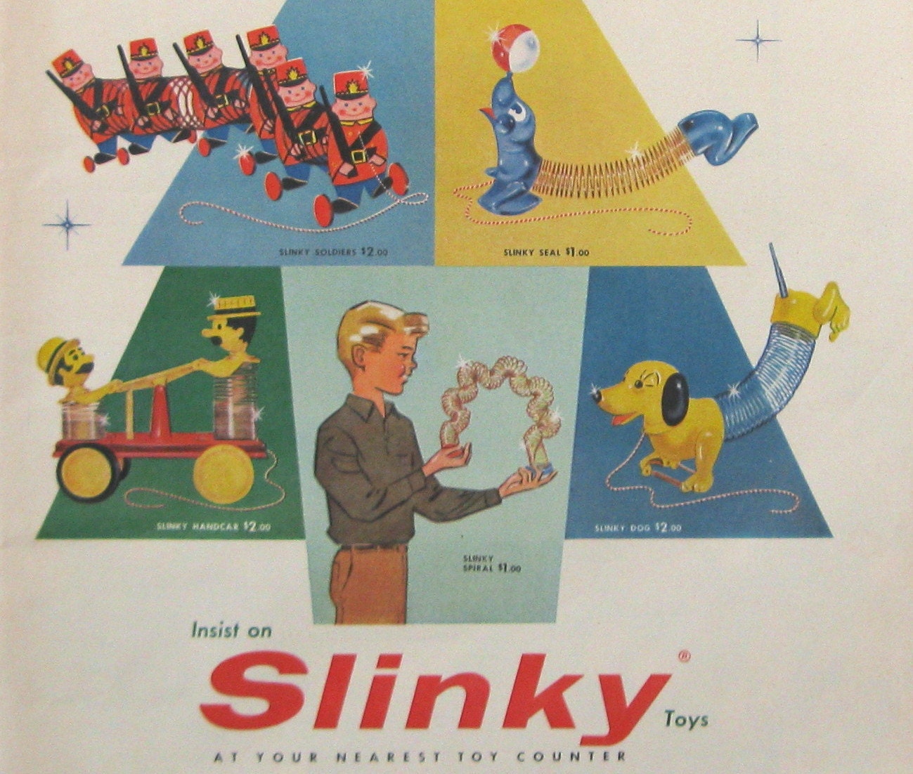 1950s Slinky Magazine Advertisement Vintage Wall Art