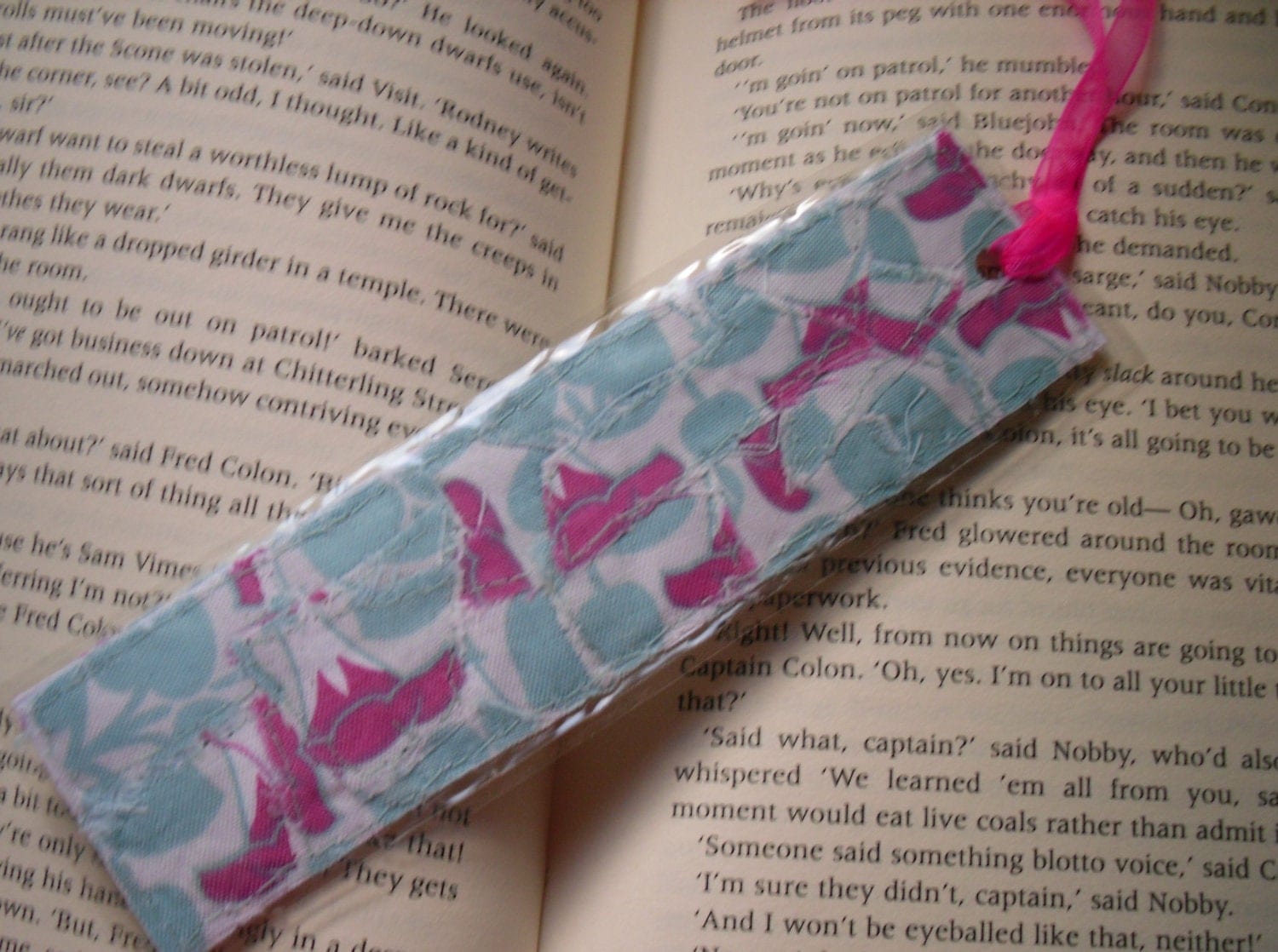 Bookmark Laminated Bookmark Fabric Bookmark Collage by KezylouToo