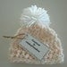 Baby Hat Peach White Crochet Thick Soft Newborn Photography Prop White Pom Pom FREE SHIPPING