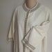 Vintage Robe Coat rhinestone silver braid trim on ivory - lingerie nightgown