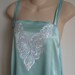 Vintage nightgown aqua chemise teal lingerie XL