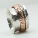 Sterling Silver Spinner Ring Gold Accents Fidget Ring Spinning Ring