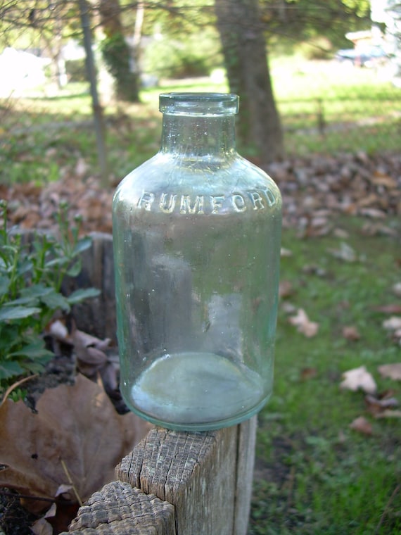 Old Rumford Aqua Glass Bottle