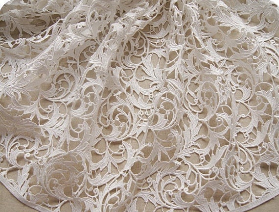 Bridal Lace Fabric Crochet Lace Fabric White Wedding by lacetime