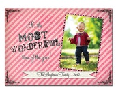 Modern Photo Greeting Card French Type Stripes Elegant Holiday Card DIY Digital or Printed - Brightman style Il_170x135