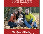 Photo Christmas Card Modern Red Stripes Rustic Happy Holidays Greeting Card DIY Digital or Printed - Rivers style Il_170x135