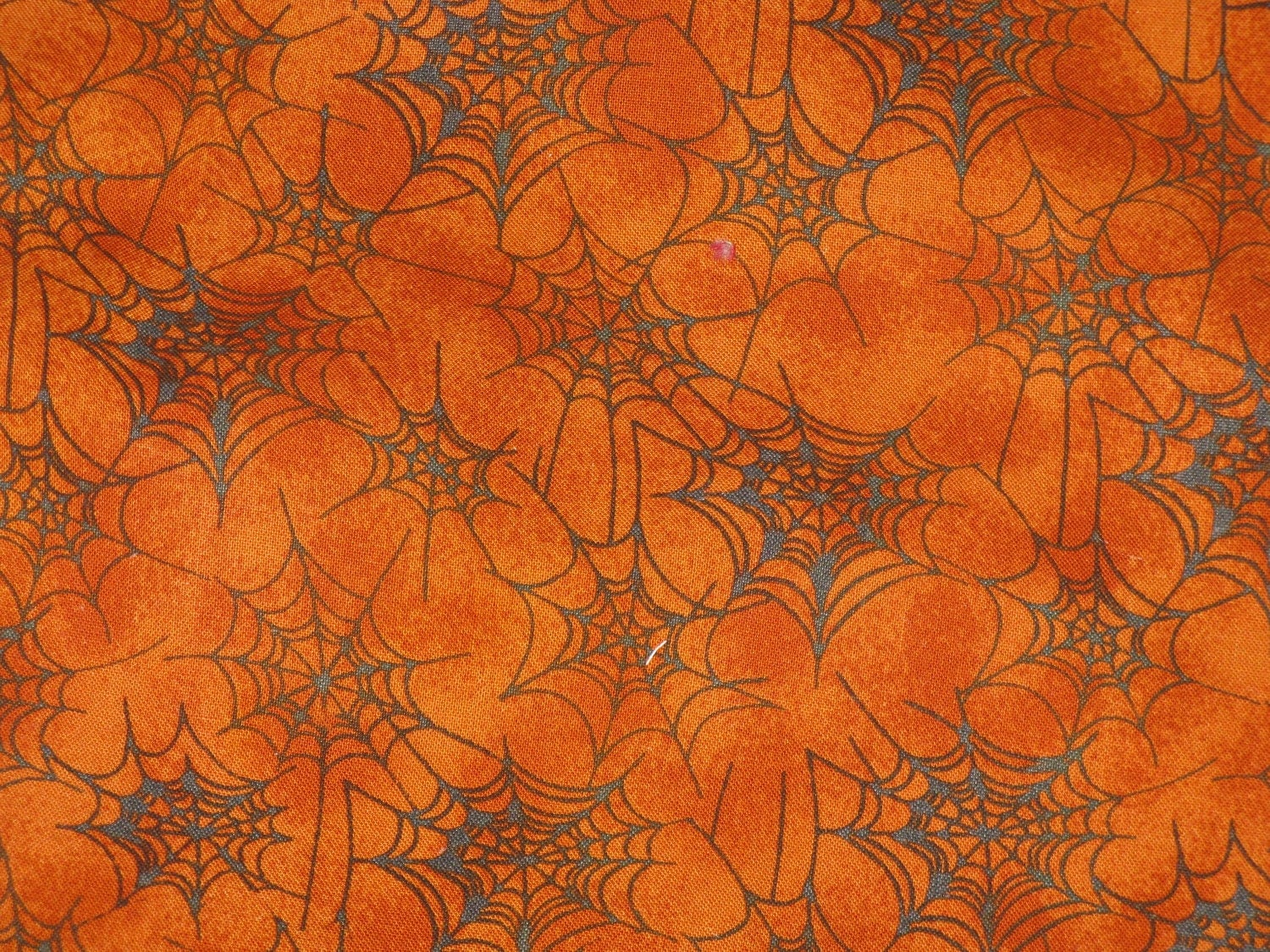 Halloween Fabric Scrap Orange  Batik  Background  with Black