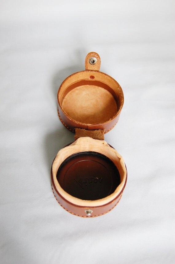 Vintage Leather Camera Lens Case Brown Aires by QuirkyQuriosities