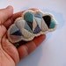Gray cloud geometric brooch hand embroidered with a silver lining