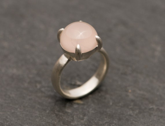 Rose Quartz Ring Big Cabochon Rose Quartz Set in by williamwhite