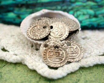 Coin Charms, Antique Silver Coin Stampings, Silver Coins, Belly Dancing Coins MB-014-30