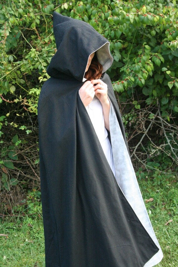 Black/Grey Reversible Hooded Cloak