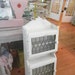RESERVED for Kelly Vintage cubboard glass leaded doors white chippy painted shabby chic