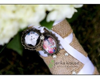 4 KITS Bridal Bouquet Charms Kits with Glass - 2 Round and 2 oval Decorative Blank Pendants (inside 20 mm) Lead and Nickel Free