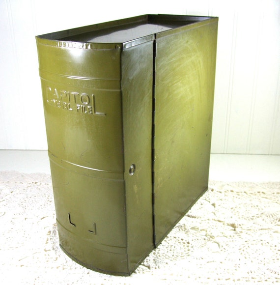 Metal File Box Army Green Storage