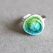 Ceramic ring filled with glass in turquoise blue and green color - handmade ceramic