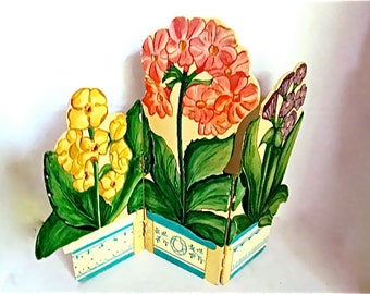 Vintage Flower Screen Shabby Chic Hand Painted 1960s