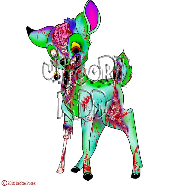 zombie bambi 8.5X11 print by UnicornKiddoArt on Etsy