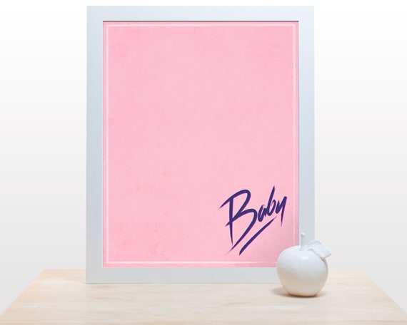 Nobody puts baby in a corner - Dirty Dancing print wall art decor 80's movie poster minimal 80s throwback jennifer grey patrick swayze pink