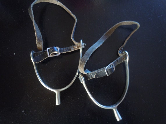 Vintage English Riding Spurs with Leather Straps