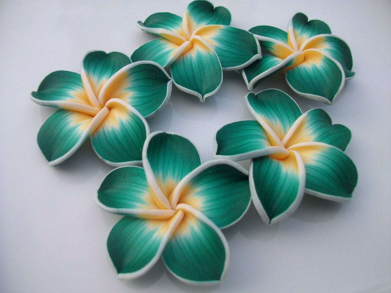 Emerald Green and Yellow / White Fimo by ChromaticitySupply