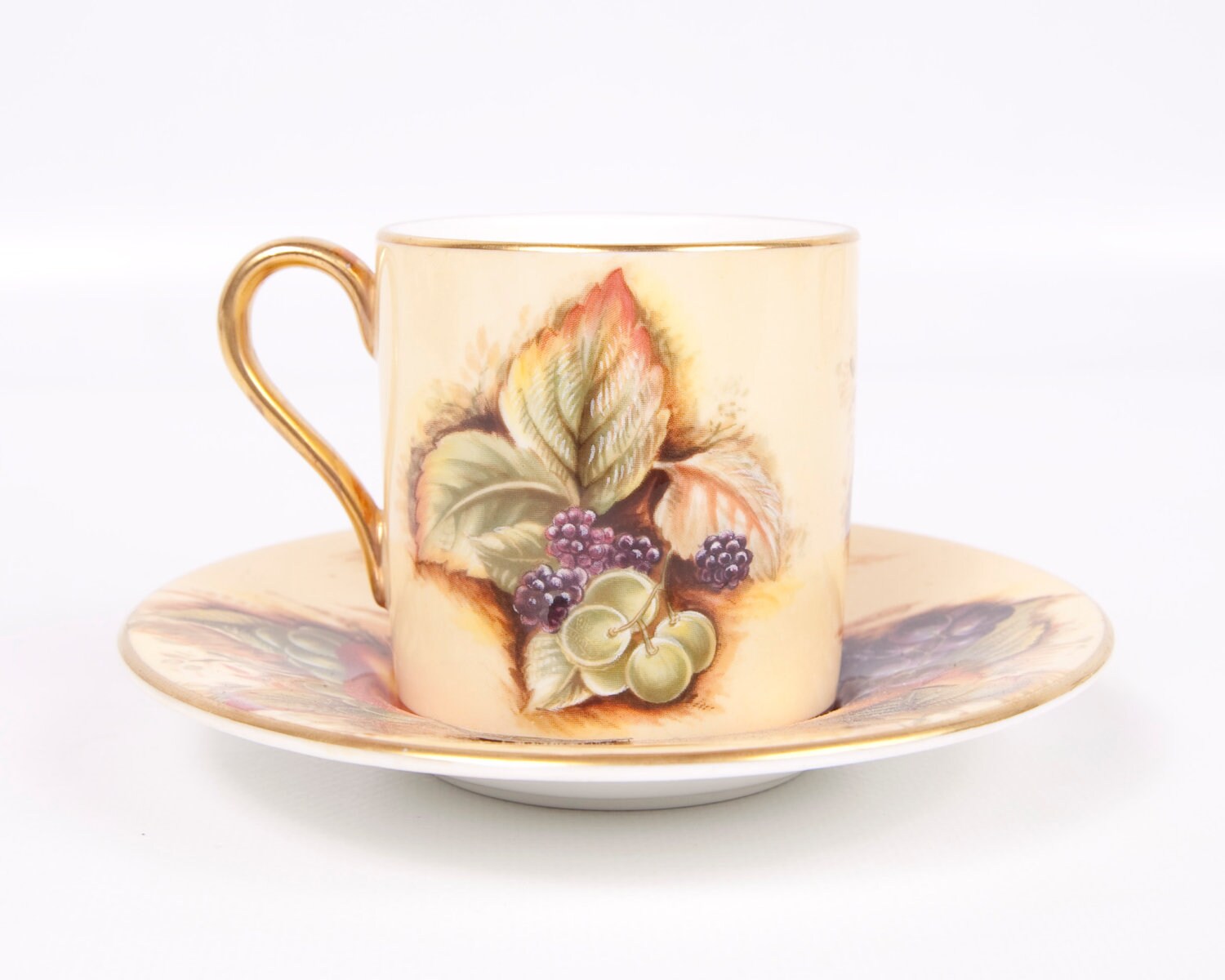 Aynsley Demi Tea Cup Orchard Gold Made in England Fine Bone