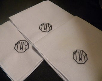 Personalized Mens Monogram Handkerchief Wedding Set of 3 ***FREE SHIPPING to all US states***