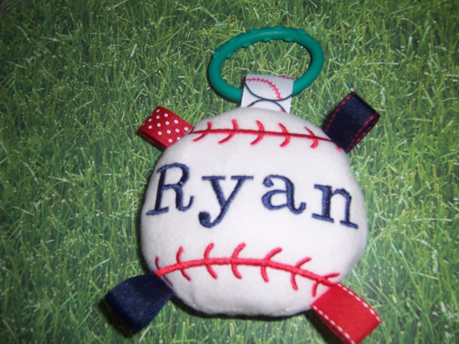 RED and NAVY BLUE BaseBall Baby Toy Are these Your