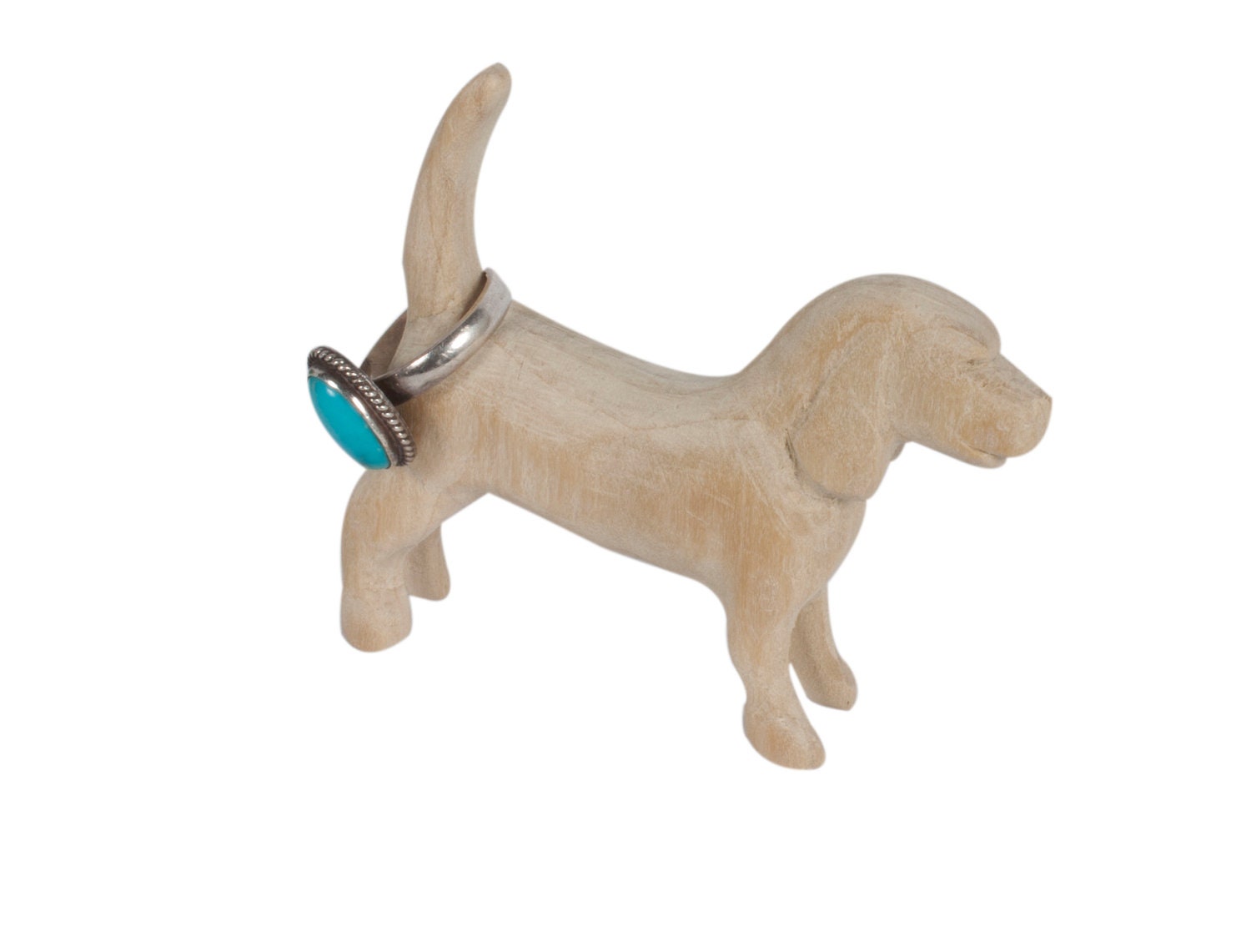Dog Ring Holder Natural Wood