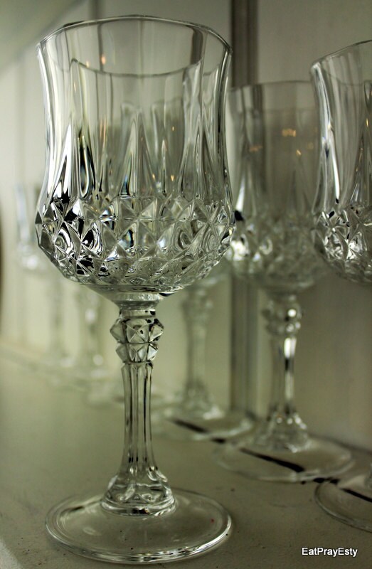 San Francisco Ts >> Vintage 1950 French Lead Crystal Wine Glasses Diamond Pattern San Francisco Ts >> Vintage 1950 French Lead Crystal Wine Glasses Diamond Pattern