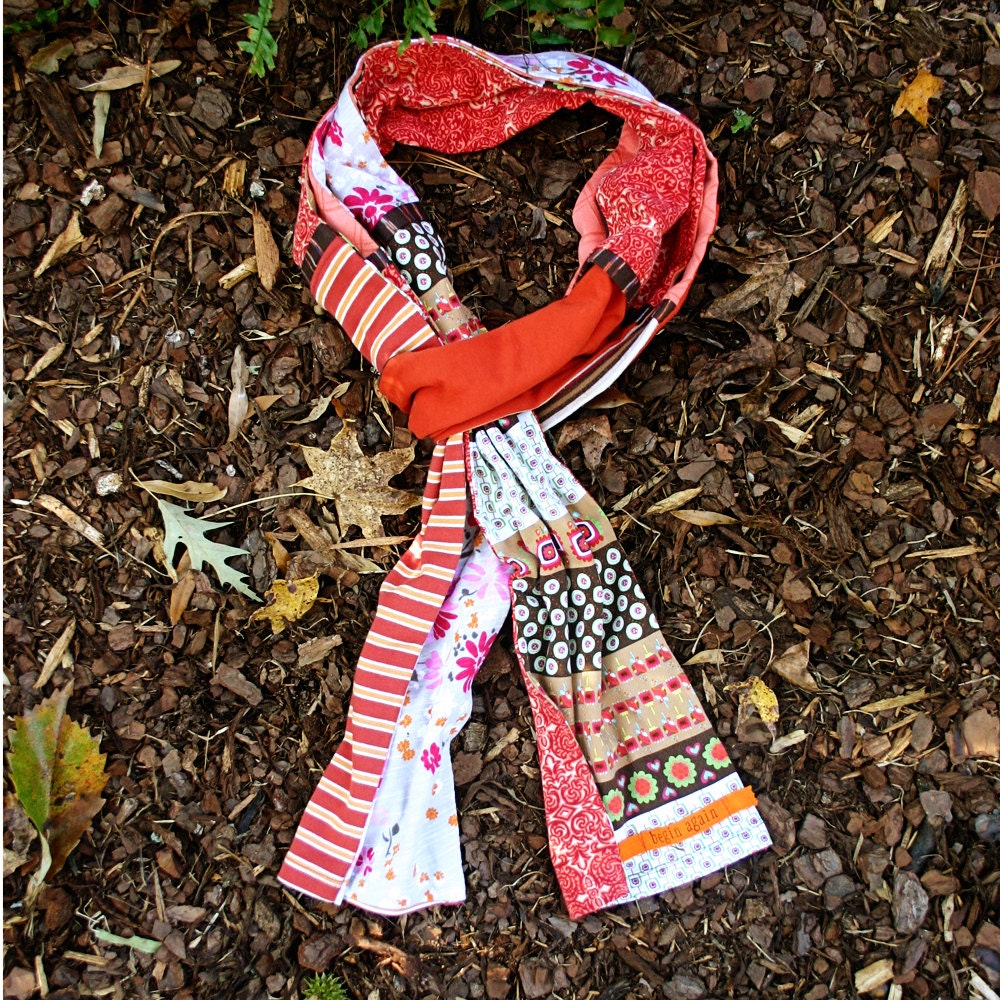 Upcycled Scarf Red Scarf Womens Scarves Echarpe