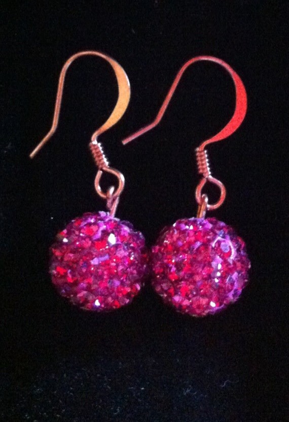 Pink Crystal Sparkle Ball Earrings