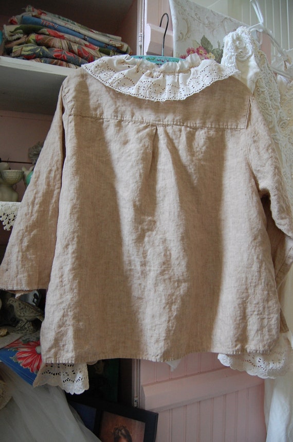 2X Linen Tunic Top Plus Size Wheat Shabby Womens Clothing