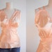Vintage Satin Camisole / Bias Cut Peach Cami with Braided Trim Lingerie