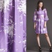 Vintage 70s Light purple Sheer angel sleeve Dress//Tie Neck//XS S M//Print//poet arms
