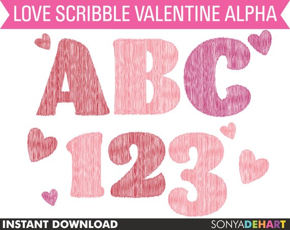 80% OFF SALE Clipart Digital Alphabet Love Scribble Letters and Numbers Alphabet and Scribble Instant Download Royalty Free Il_570xn