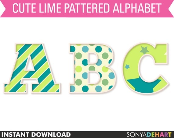 50% OFF SALE Digital Alphabet Limesicle Birthday Party Letter Clipart Set Commercial Use Clip Art Instant Download Il_570xn