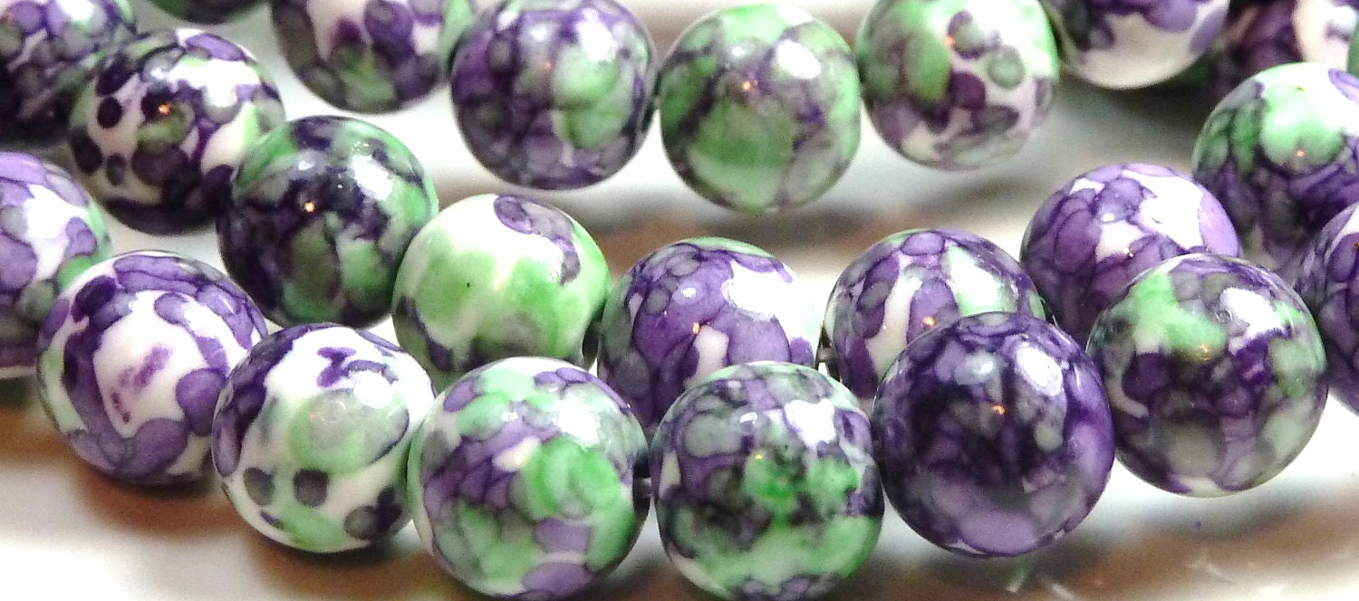 6mm Rain Flower Stone Ocean Jade Round Gemstone by BlackrockBeads