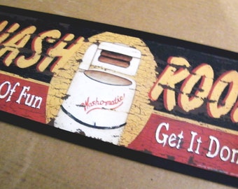 Signo de madera Vintage lavandería autoservicio le por carolalden