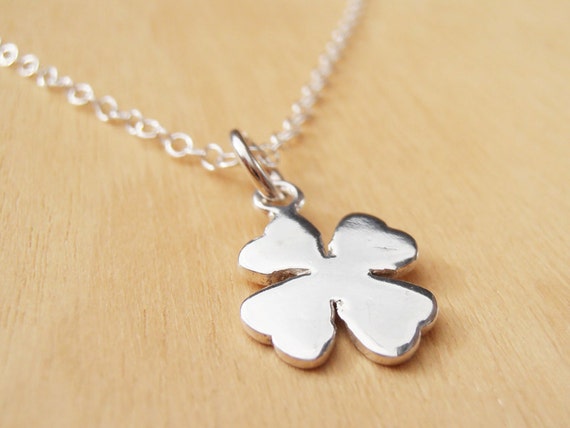 bridesmaid gift young  Necklace, Leaf Good  Young  bridesmaids for Clover Luck 4 Silver  bridesmaid gifts